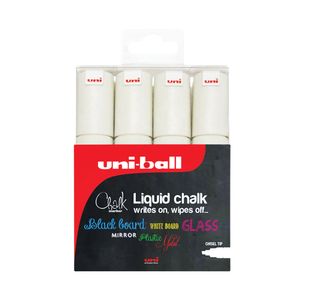 Uni-Ball Pwe-8K Chlkmrkr Brd Wht Pk4