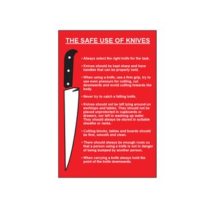 Safe Use Knives Sign Save Pp 200X300
