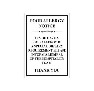 Food Allergy Sign Save Vnl 297X210