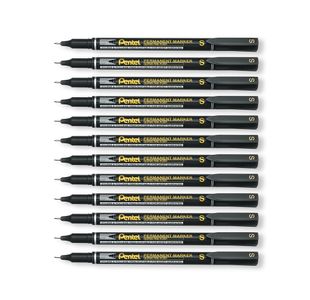 Perm Marker Super Fine Black Pk12