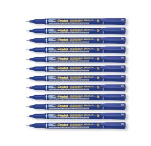 Perm Marker Super Fine Blue Pk12
