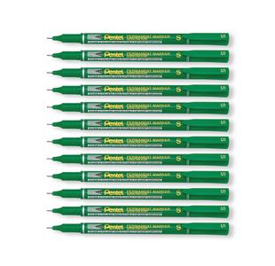 Perm Marker Super Fine Green Pk12