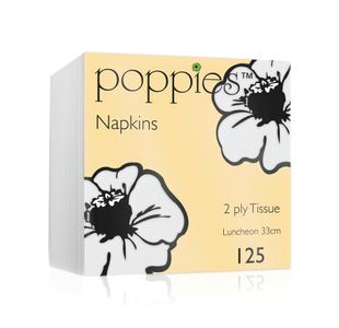 Poppies 2-Ply Nap 4F 33Cm Wht Pk2000