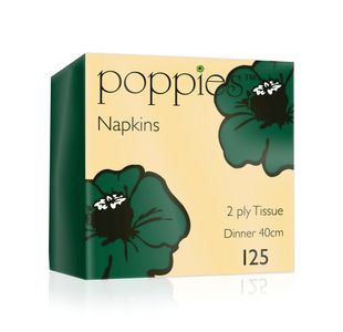 Poppies 2-Ply Nap 4F 40Cm Grn Pk2000