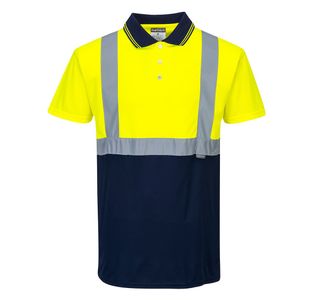 Hi-Vis Contrast Polo S/S Ylw/Navy M