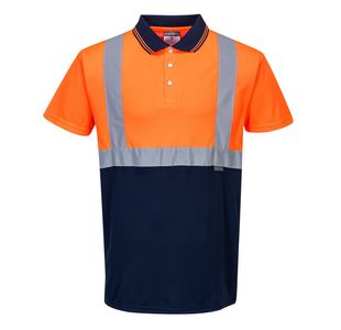 Hi-Vis Contrast Polo S/S Org/Navy S