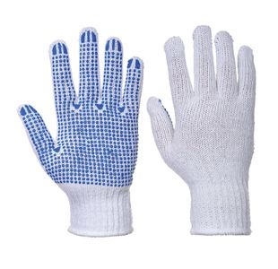 Polka Dot Glove Wht/Blu L Pk12
