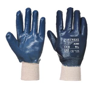 Nitrile Knitwrist Navy L Pk12