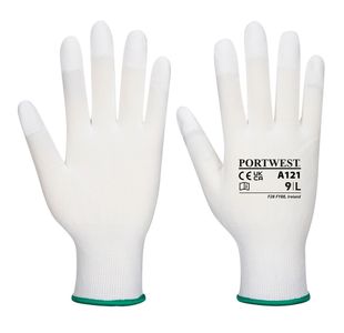 Pu Fingertip Glove White L Pk12