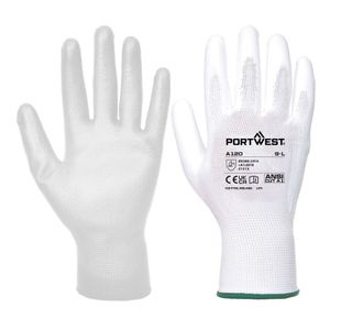 Pu Palm Glove White L Pk12