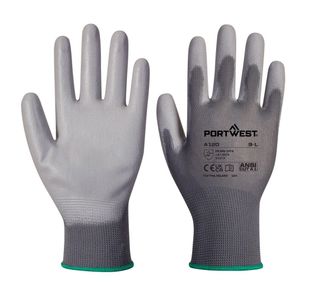 Pu Palm Glove Grey L Pk12
