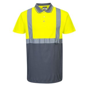 Hi-Vis Contrast Polo S/S Ylw/Gry Xl