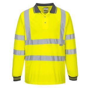 Hi-Vis Polo Shirt L/S Yellow 5Xl