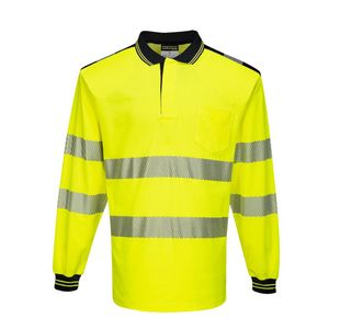 Pw3 Hi-Vis C/C Polo L/S Ylw/Blk L