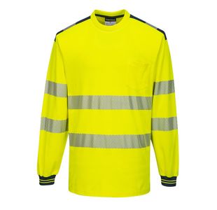 Pw3 Hi-Vis C/C T-Shirt Ls Yw/Nvy 5Xl
