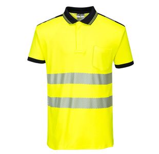Pw3 Hi-Vis C/C Polo S/S Ylw/Blk 4Xl