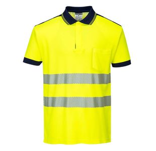 Pw3 Hi-Vis C/C Polo S/S Ylw/Nvy Xxxl
