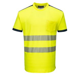 Pw3 Hi-Vis C/C T-Shirt S/S Ylw/Nvy M
