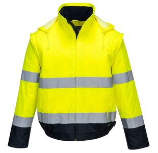 Hi-Vis 2-In-1 Cont Bomber Ylw/Navy S