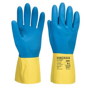Dbl Dip Latex Gaunt Ylw/Blu Xl Pk12
