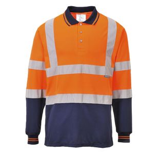 Hi-Vis Cont Polo L/S Org/Navy 4Xl