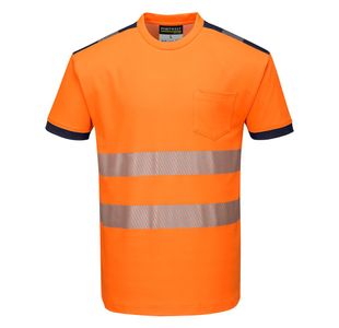 Pw3 Hivis C/C T-Shirt S/S Og/Nvy 4Xl