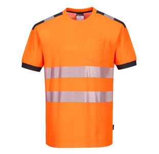 Pw3 Hivis C/C T-Shirt S/S Og/Gry Xxl