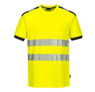 Pw3 Hivis C/C T-Shirt S/S Yw/Gry Xxl