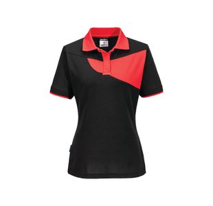 Pw2 Womens Polo S/S Blk/Red M