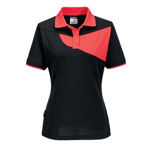 Pw2 Womens Polo S/S Blk/Red S