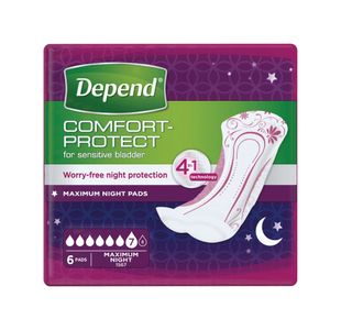 Depend Comfort Prt Max Night Pad Pk6