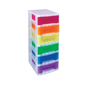 Slim 6Drw Storage Tower 3.5L Clr/Ast