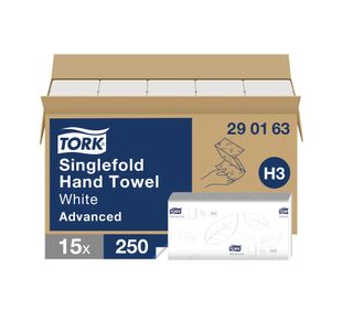 Hand Towel Adv Wht 250 Sheets Pk15