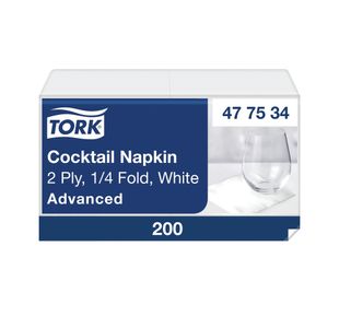 Tork Cocktail Napkins 2Ply Wht Pk200