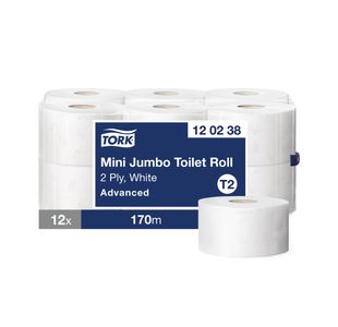 T2 Mini Jumbo Toilet Roll 2-Ply Pk12