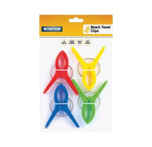Status Mcol Beach Towel Clip Ast Pk4