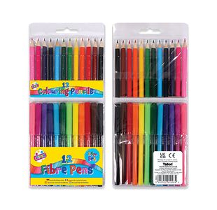12 Fibre Pen/12 Half Sz Pencil Pk12