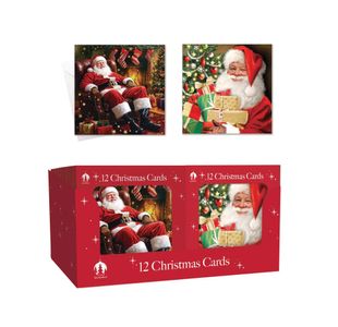 Trad Boxed Santa Xmas Cards X12 Pk24