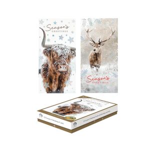 Boxed Cow/Stag Xmas Cards X12 Pk6
