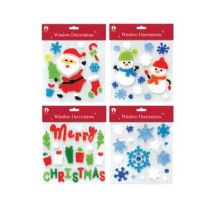 Xmas Home Dec Window Gels Sq Pk24