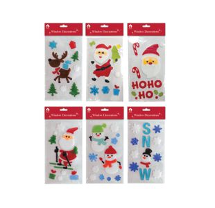 Xmas Home Dec Window Gels Pk12