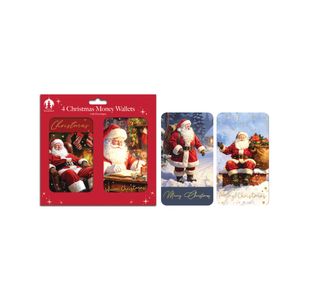Trad Santa Xmas Money Wallet X4 Pk12