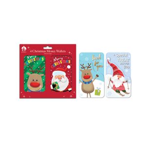Xmas Money Wallets X4 Pk12
