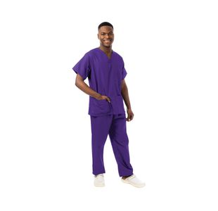 Unisex Scrub V-Neck Top Purple Xl