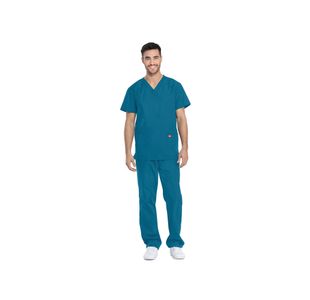 Unisex Scrub Set Top/Trs Car Blu Xxs