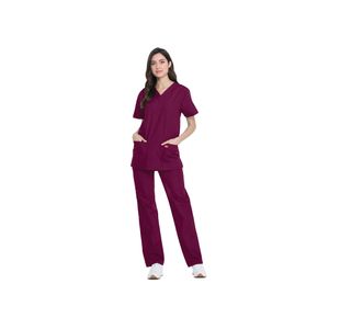 Unisex Scrub Set Top/Trs Wine Xs