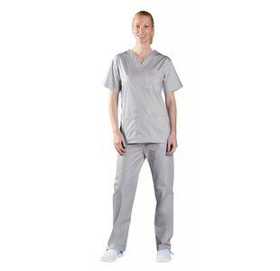 Unisex Scrub V-Neck Top Pale Gry S