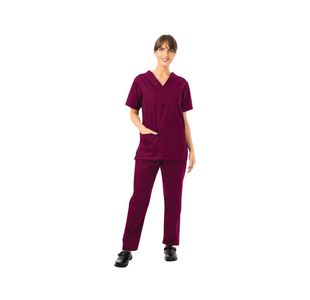Unisex Scrub V-Neck Top Maroon 3Xl