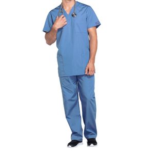 Prof V-Neck Scrub Top Ceil Blue 3Xl