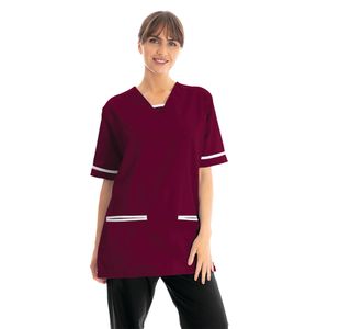 V-Neck Scrub Top Maroon/White S